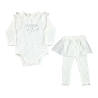 Mama's Mini White Tulle Leggings Set